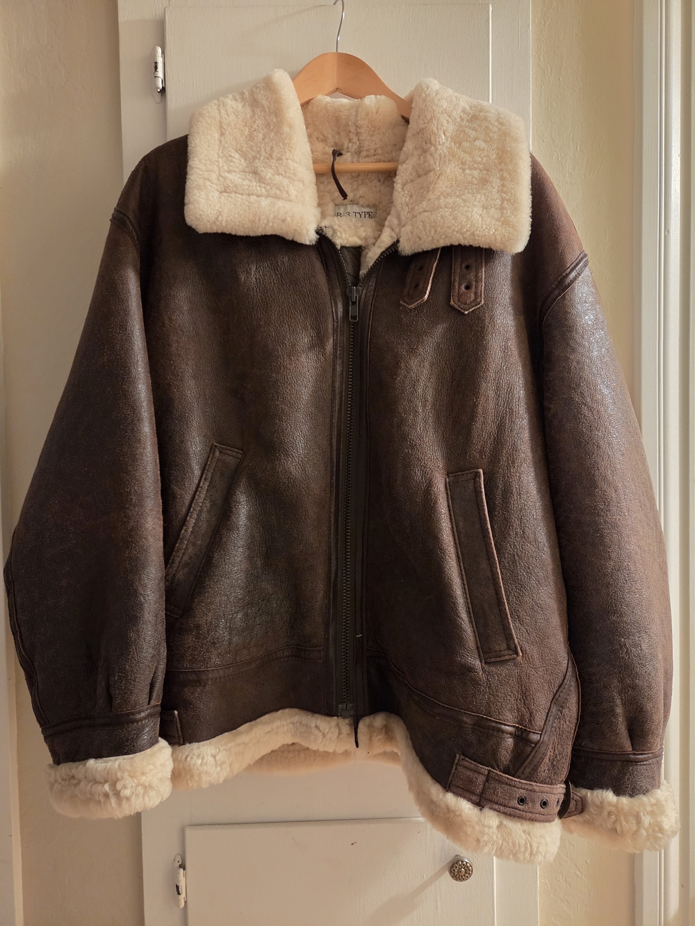 Type B-3 Men's Brown Shearling-Lined Military-Style Flight Jacket